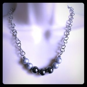 Handmade: Polymer Clay & Hematite Gemstone necklac